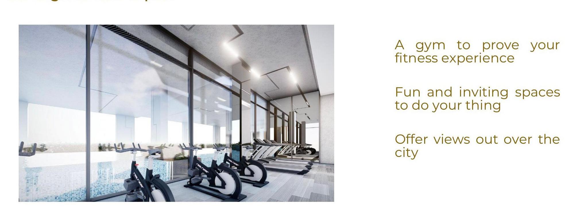 Phòng gym với tầm nhìn 180 độ nhìn ra hồ bơi 